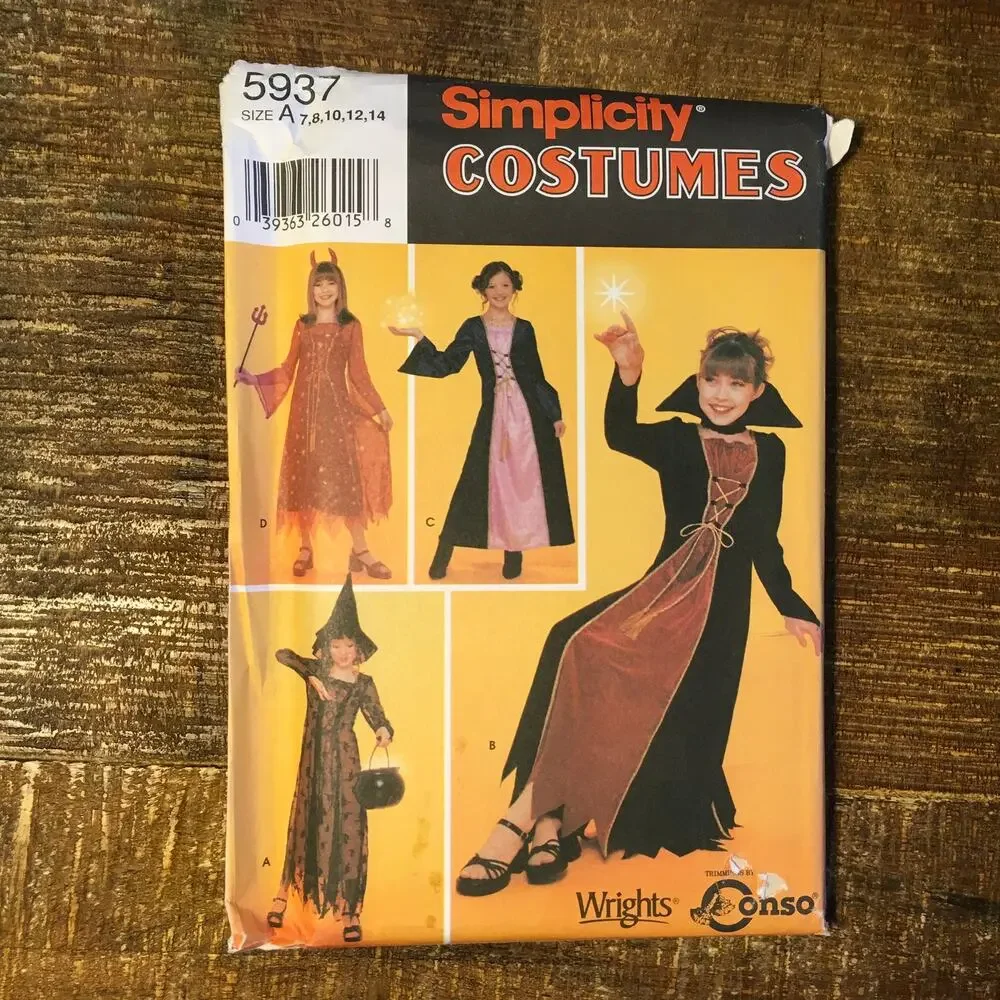 Simplicity Sewing Pattern 5937 Girls HOcus Pocus Sanderson Sisters 7-14 UNCUT